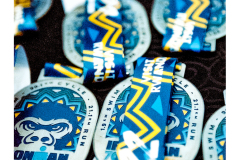 The winners prize medals of Ironman Rwanda 70.3 in Gisenyi, Rwanda.