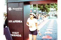 Runner approaching finish line at Ironman Rwanda 70.3