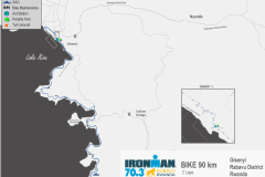 Athletes cycle route in Lake Kivu during Ironman Rwanda 70.3