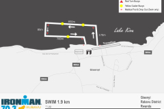 Athletes swim route in Lake Kivu during Ironman Rwanda 70.3